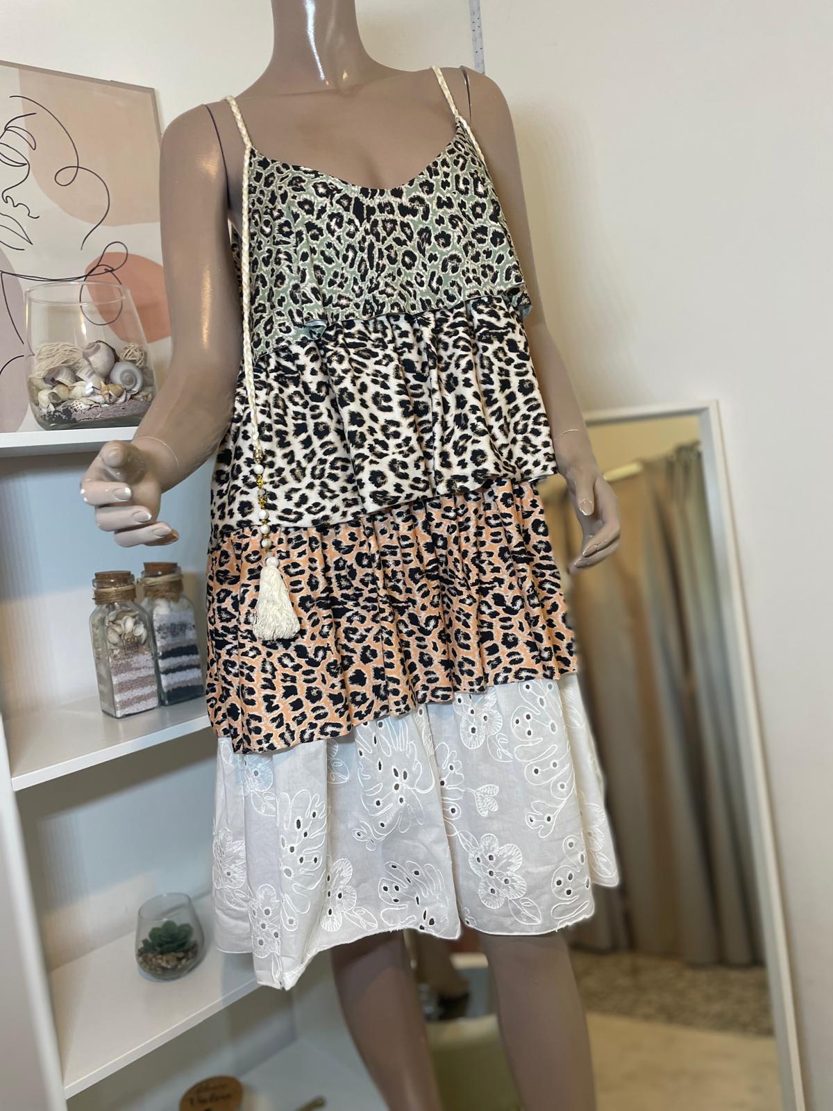 ROBE LEOPARD (vert - beige - rosé)